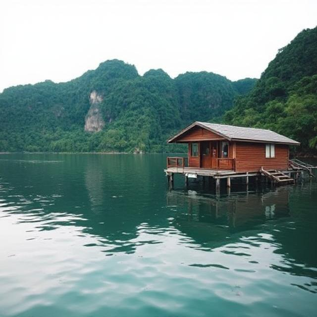 Couple in floating bungalow on Khao Sok lake – secret budget spots in Thailand jungle stay