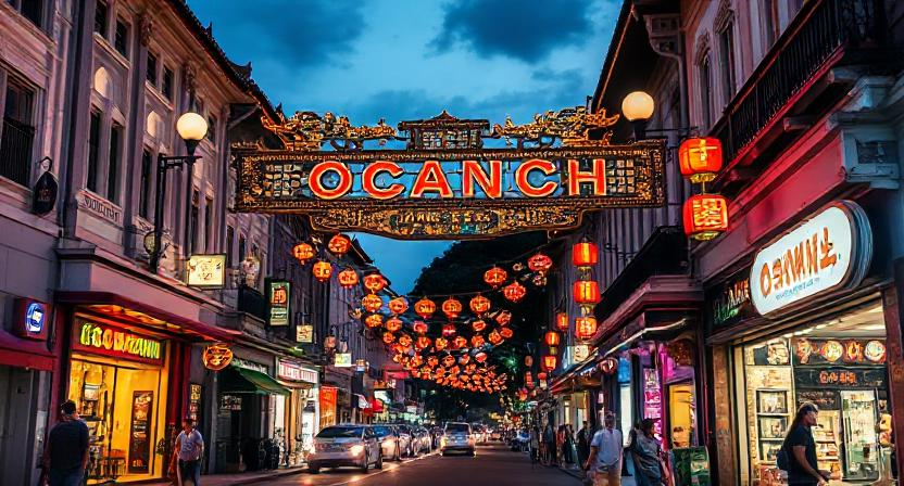 Chinatown street in evening lights – exciting travel to Singapore in unbelievably best budget