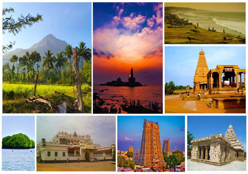 Tourist attractions of Southern India - collage