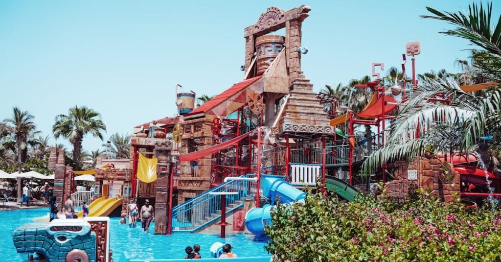 Experience fun and excitement at a lively waterpark in Dubai, perfect for family adventures and thrilling slides.