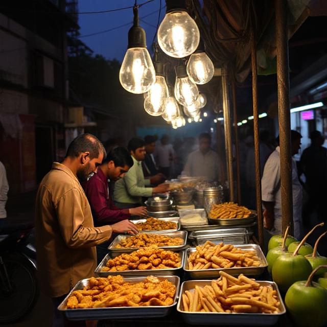 Colourful street stall with gulha and bajiya – street food in Maldives.