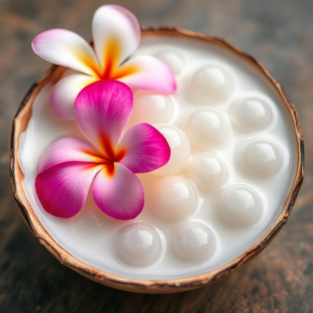 Saagu bondibaiy sago pudding – colourful and tasty food in Maldives.
